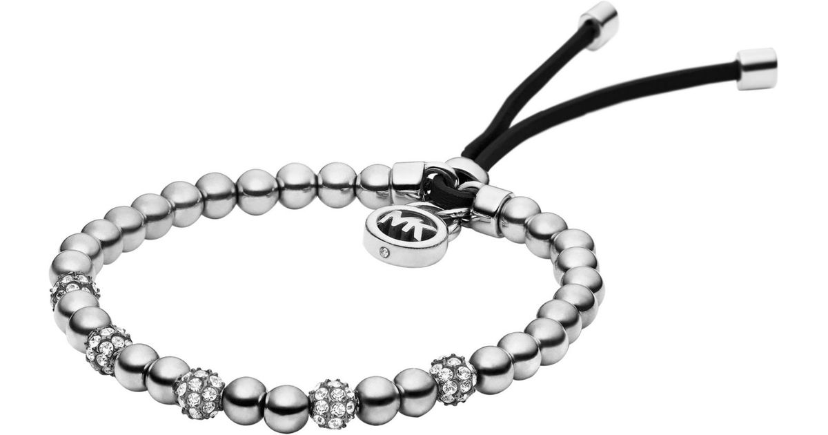 Lyst Michael Kors Silver Tone Bead Stretch Bracelet In Metallic