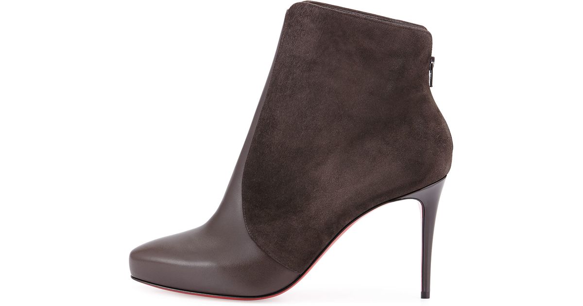 Christian louboutin Gaetanina Paneled Red Sole Bootie in Brown ...