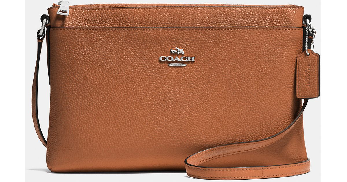 Lyst Coach Journal Crossbody In Pebble Leather Brown