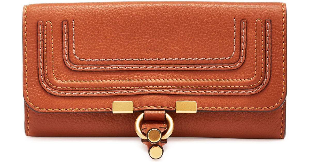 Chlo Marcie Continental Flap Wallet in Brown (TAN) | Lyst