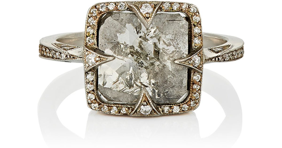 Lyst Cathy Waterman Rustic Diamond Ring In Metallic