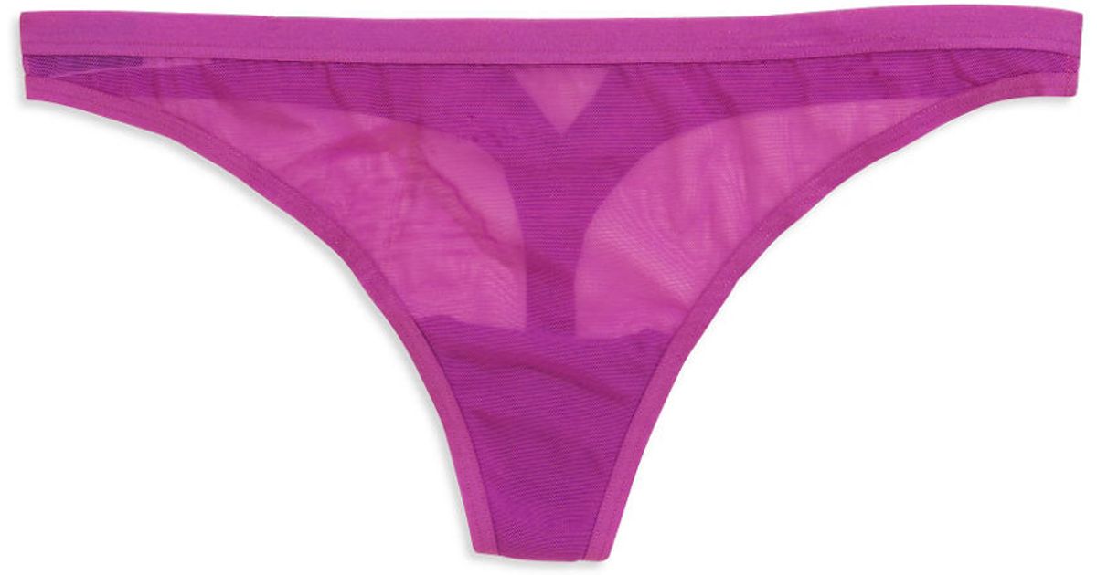 Lyst - La Perla Sheer Thong Panties in Purple