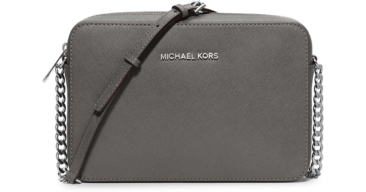Michael Kors Gray Jet Set Travel Saffiano Crossbody Bag Lyst
