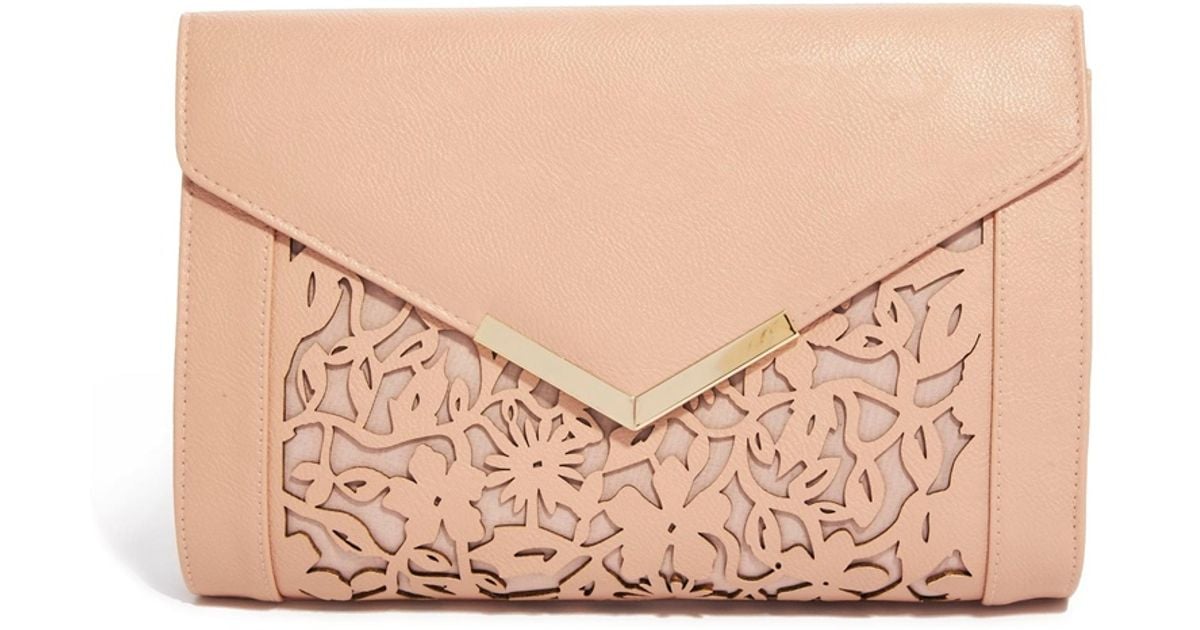 Lyst Asos Floral Laser Cut Clutch Bag in Natural