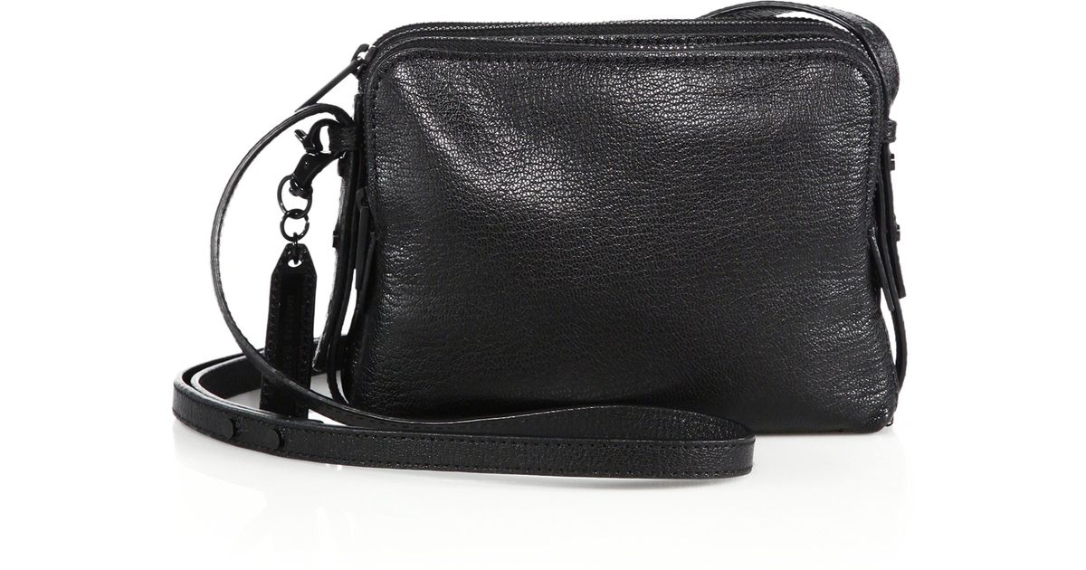 Loeffler randall Small Triple-zip Leather Crossbody Bag in Black | Lyst