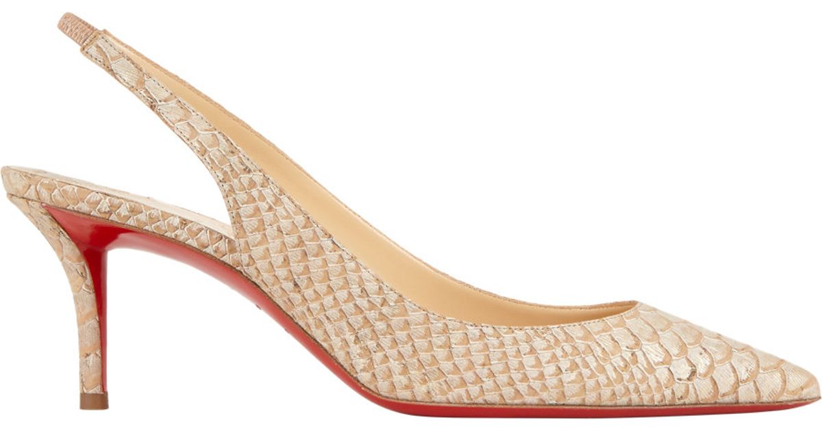 Christian louboutin Apostrophy Slingback Pumps in Beige (Nude) | Lyst