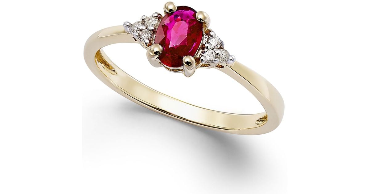 Macy&#39;s Ruby (3/5 Ct. T.w.) And Diamond Accent Ring In 10k Gold in Metallic | Lyst