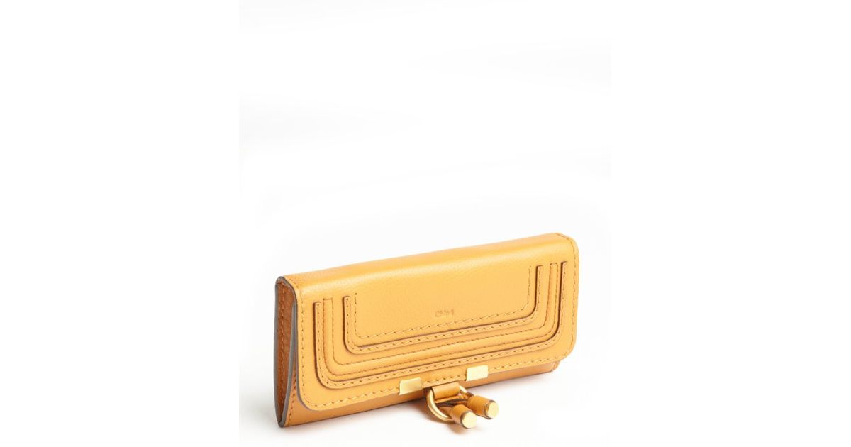 Chlo Light Tan Textured Leather Buckle Front Snap Wallet in Beige ...