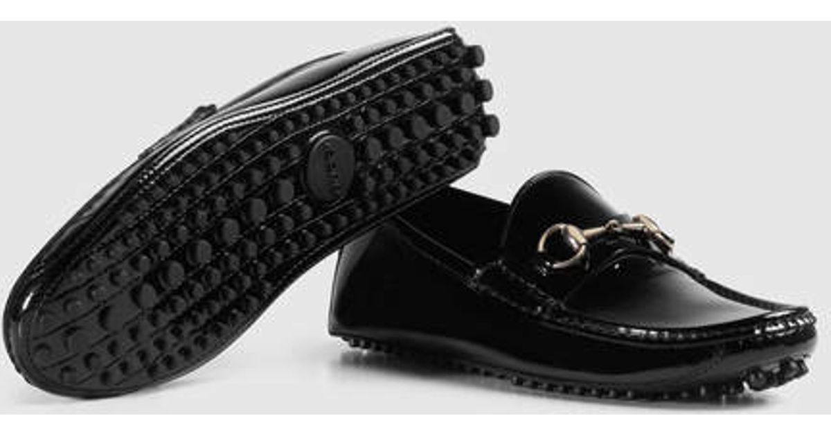 gucci leather driver with horsebit