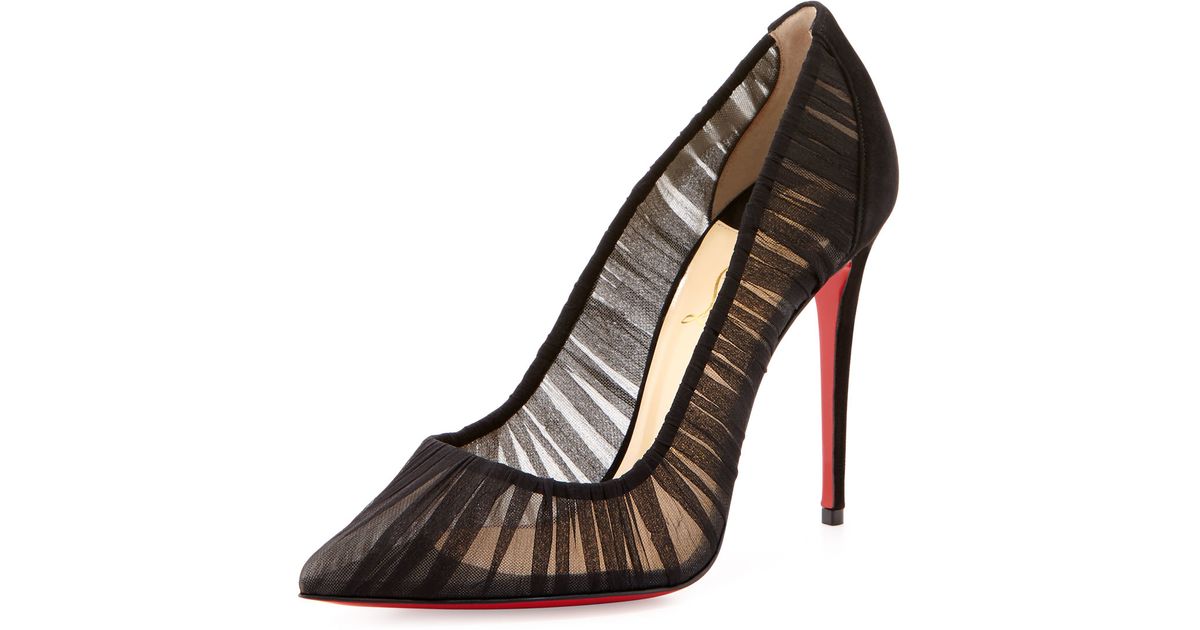 Christian louboutin Follie Draperia Tulle Pumps in Black | Lyst