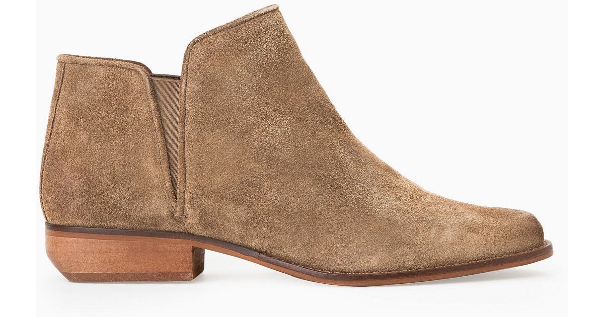 Mango Flat Suede Ankle Boots in Natural | Lyst