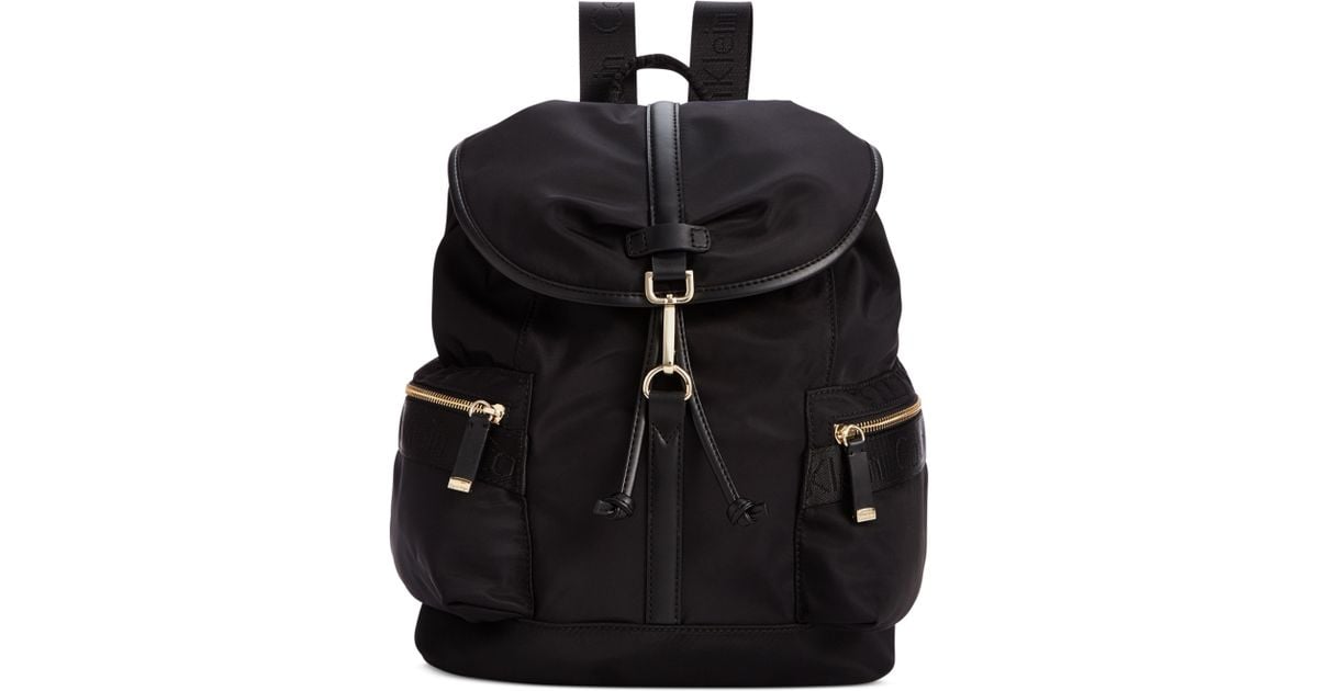 Calvin klein Talia Dressy Nylon Backpack in Black (Black/Gold) Save