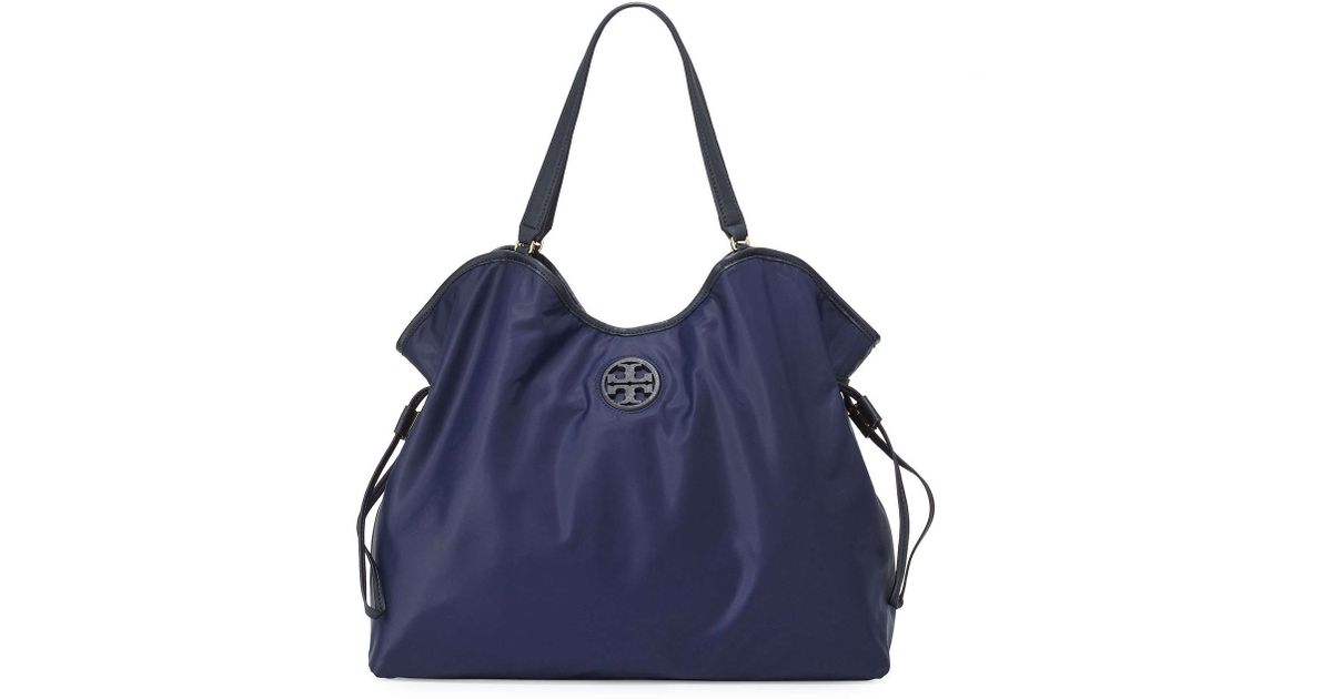 Lyst Tory Burch Slouchy Nylon Tote In Blue