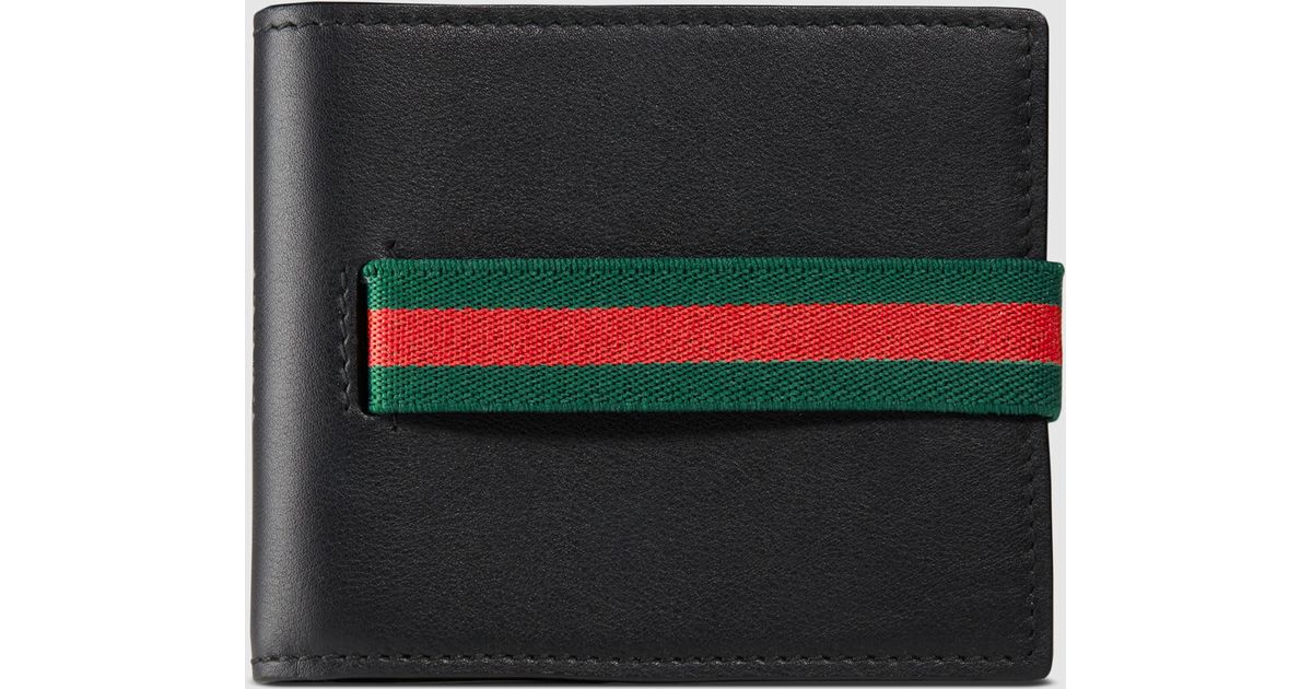 Gucci Elastic Leather Wallet in Black for Men | Lyst
