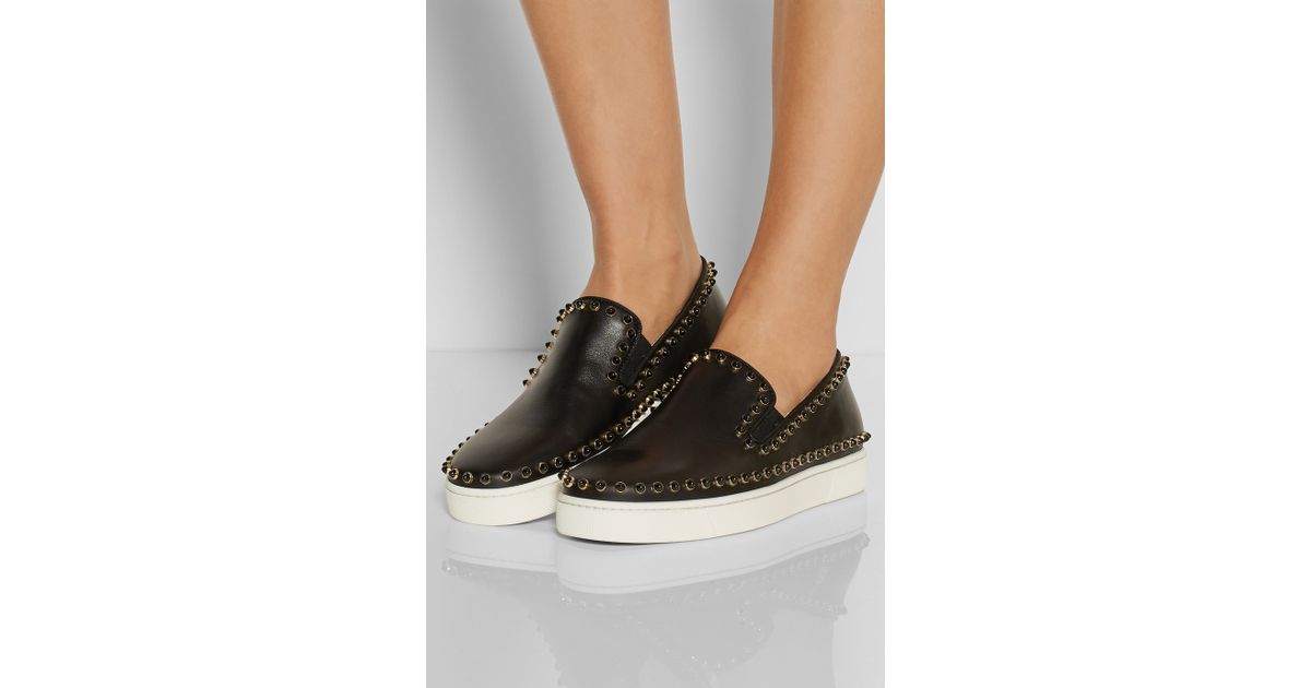 Christian louboutin Cador Studded Leather Slip-On Sneakers in ...