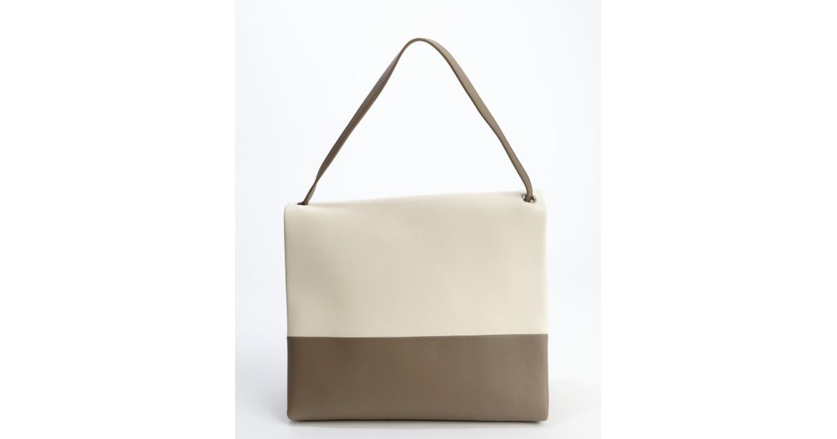 celine beige patent leather handbag luggage  