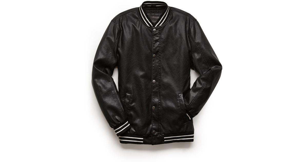 Lyst Forever 21 Faux Leather Varsity Jacket In Black For Men