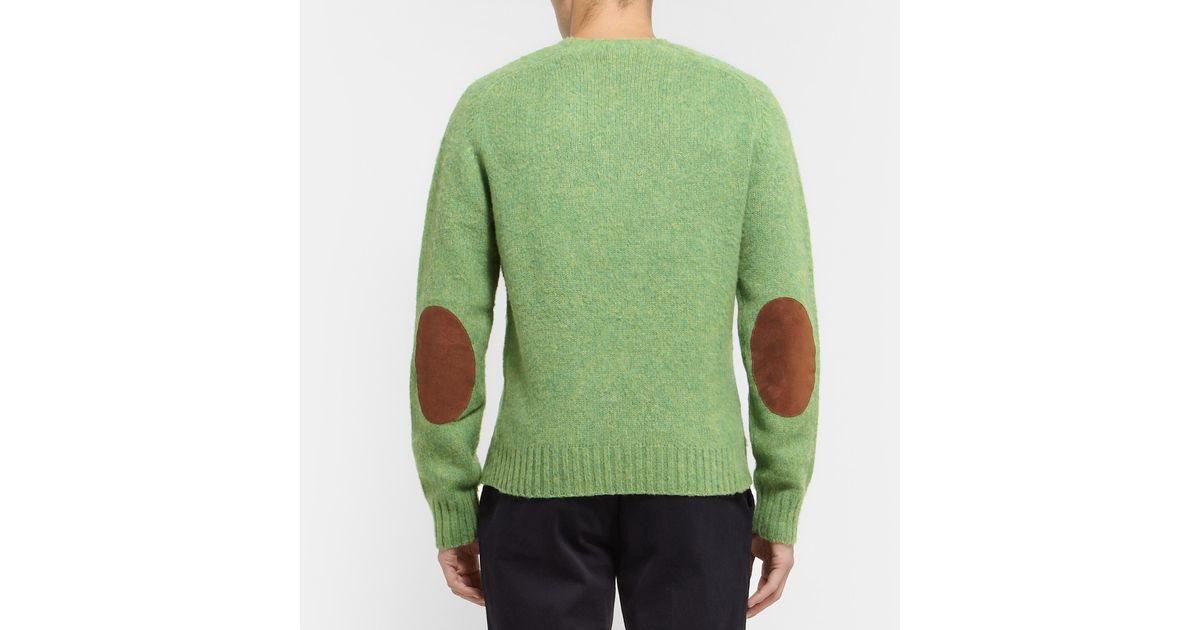 Polo ralph lauren Suede Elbow Patch Brushed Knittedwool Sweater in