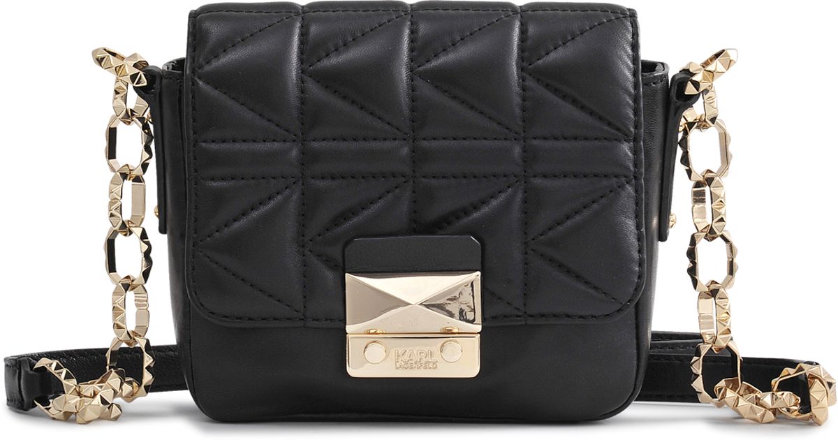 Karl lagerfeld Kuilted Crossbody Bag in Black | Lyst