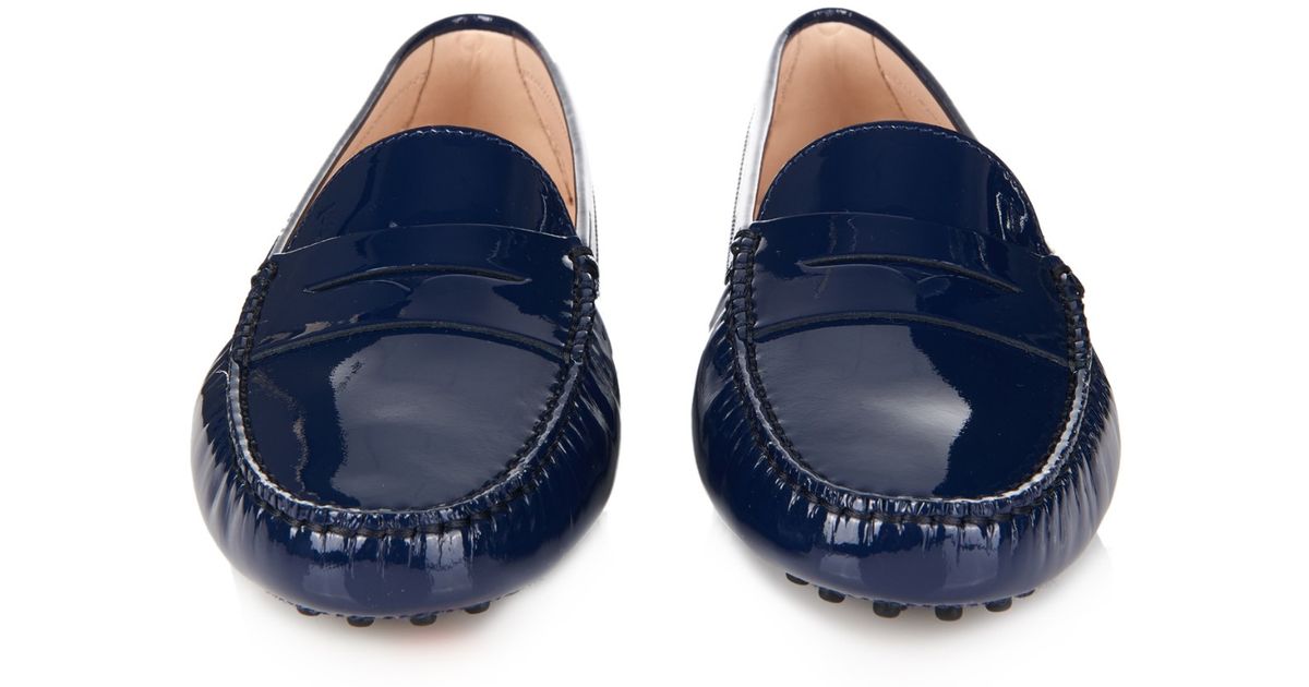 tods blue leather loafers