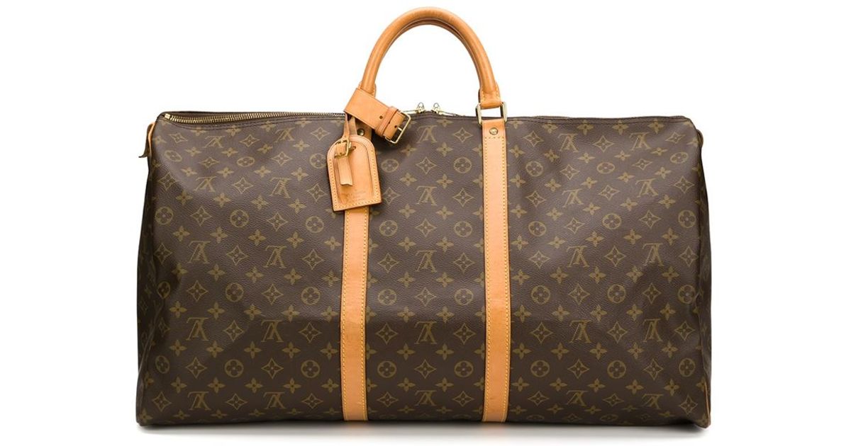 Louis vuitton Large Monogram Holdall in Brown | Lyst