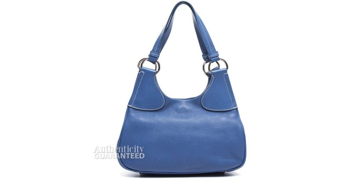 Prada Pre-owned Cobalt Blue Vitello Daino Leather Small Hobo Bag ...  