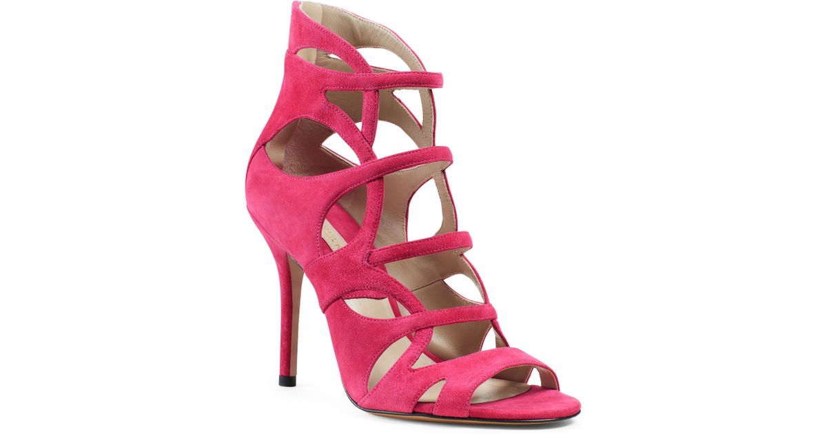 Michael kors Casey Suede Strappy Sandal in Pink | Lyst