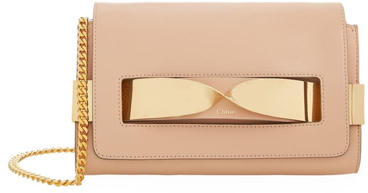 Chlo Medium Elle Bow Clutch in Beige | Lyst