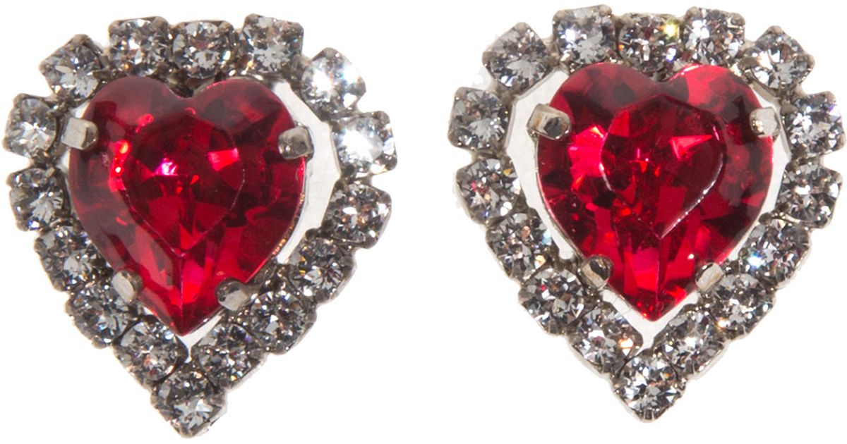 Lyst Christopher Kane Heart Clip On Earrings In Red