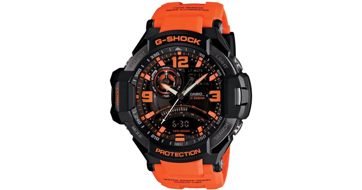 Lyst G Shock Mens Analog Digital Orange Resin Strap Watch 51x52mm Ga1000 4a In Orange For Men