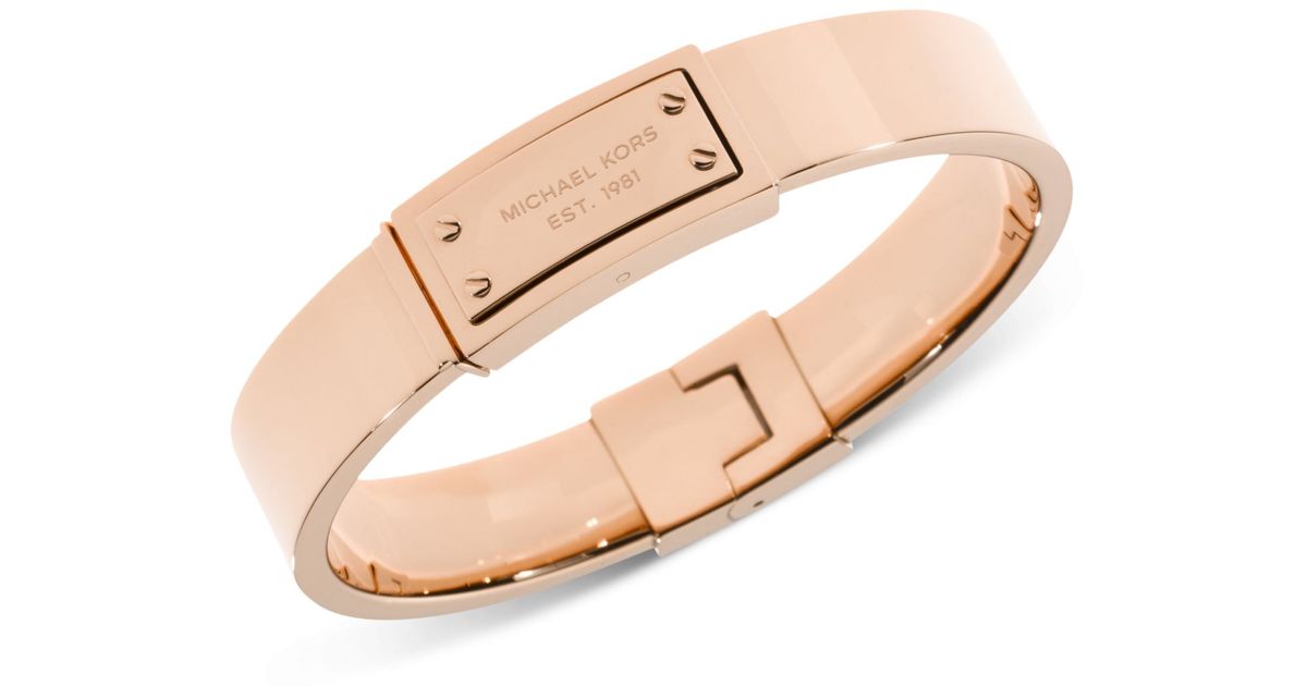 Lyst Michael Kors Logo Plaque Bangle Bracelet In Pink
