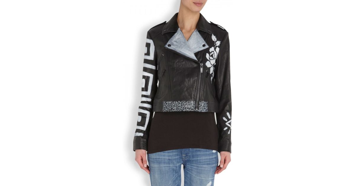 Elizabeth And James Erwan Hand Painted Leather Jacket In Black Lyst