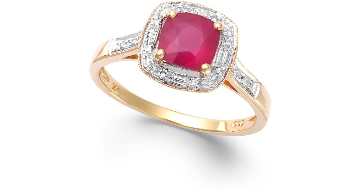 Macy&#39;s Ruby (1-1/4 Ct. T.w.) And Diamond Accent Ring In 14k Gold in Red - Save 40% | Lyst