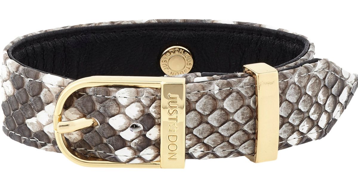 Lyst Just Don Studded Python Bracelet