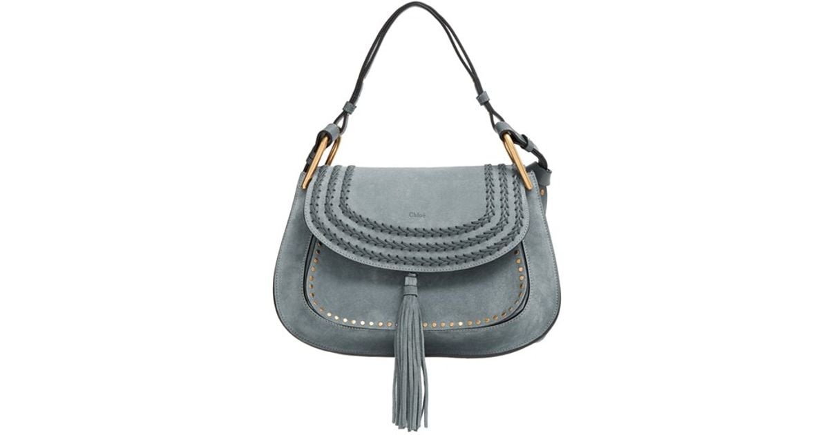 Chlo \u0026#39;hudson\u0026#39; Studded Suede Shoulder Bag in Blue (CLOUDY BLUE) | Lyst