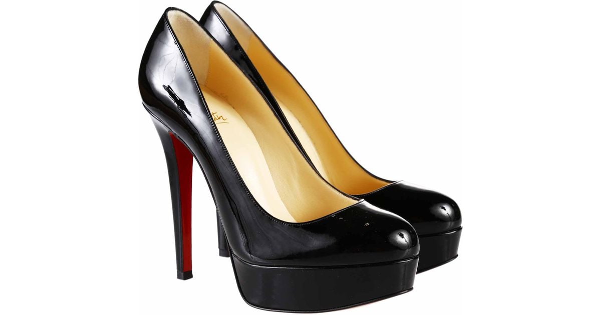 Christian louboutin Bianca 140 Patent Pumps in Black | Lyst