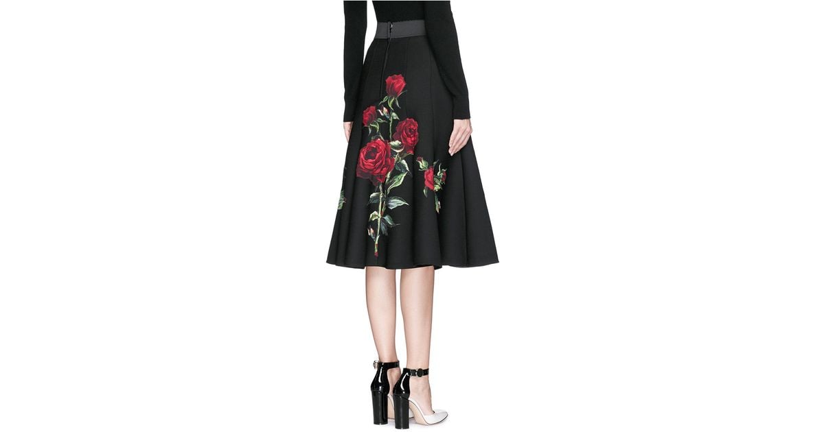 Black Rose Applique Crepe Dress