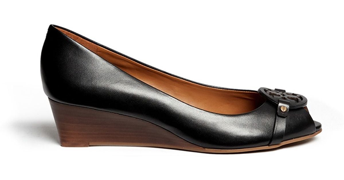 tory burch open toe wedge heels