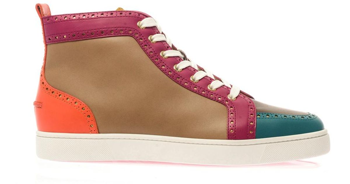 Christian louboutin Fleuri Colour-Block High-Top Trainers in ...  