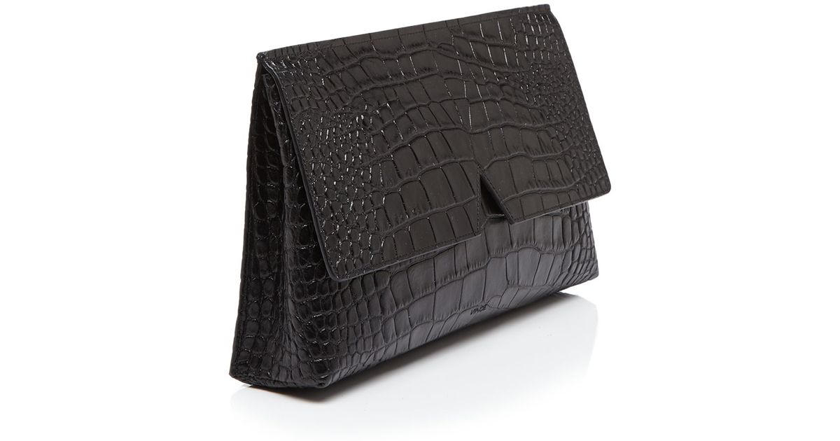 Vince Clutch - Signature Croc-stamped Medium in Blue (Cobalt) | Lyst