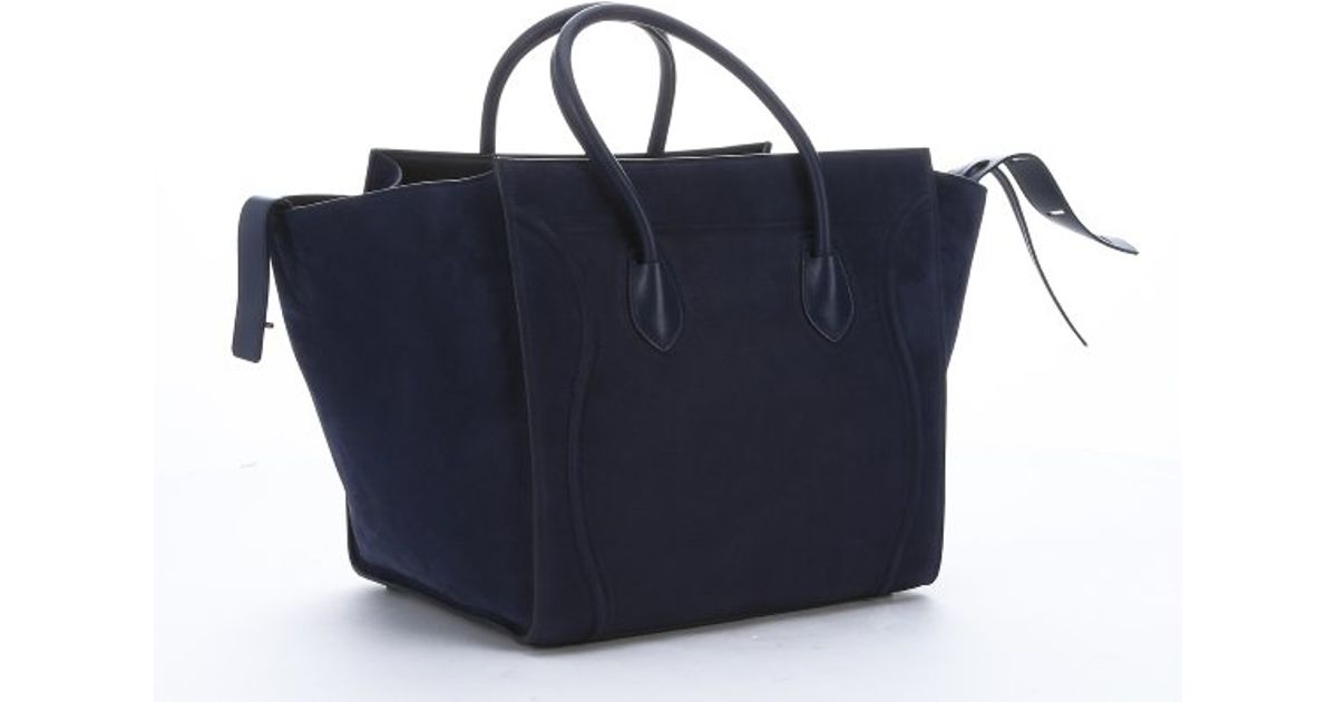Lyst Céline Navy Blue Suede Phantom Large Tze Tote Bag In