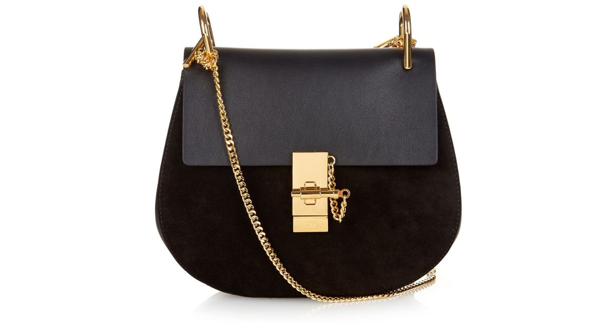 Lyst Chloé Drew Small Leather And Suede Cross Body Bag In Black