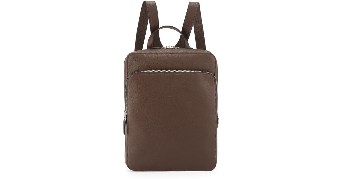 Prada Calfskin Slim Backpack With Zip Closures in Brown for Men | Lyst  