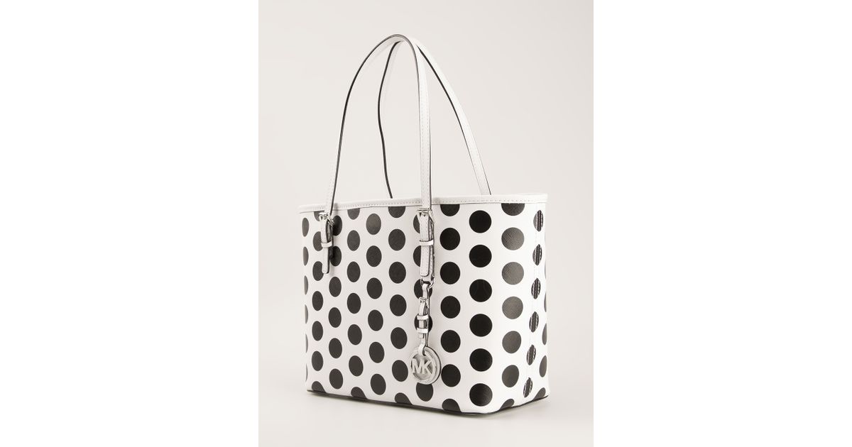 Lyst Michael Kors Polka Dot Tote In Black
