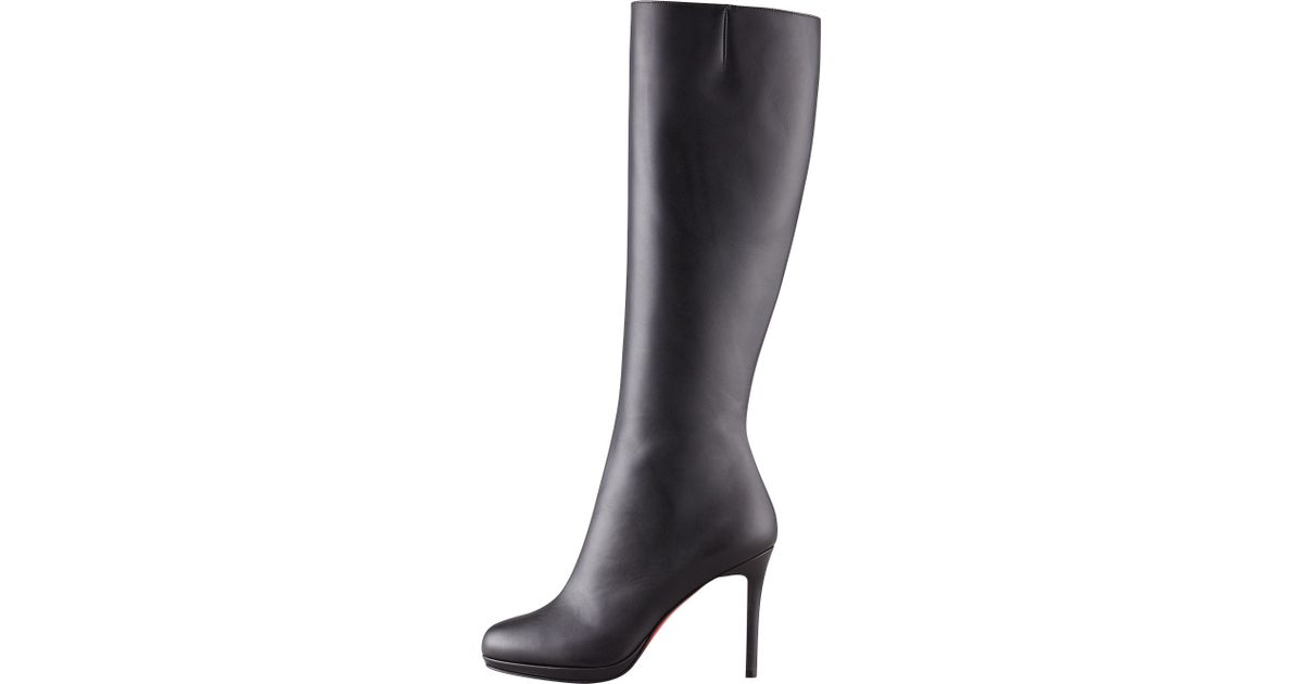 christian louboutin Cate knee-high boots Black leather round toes ...