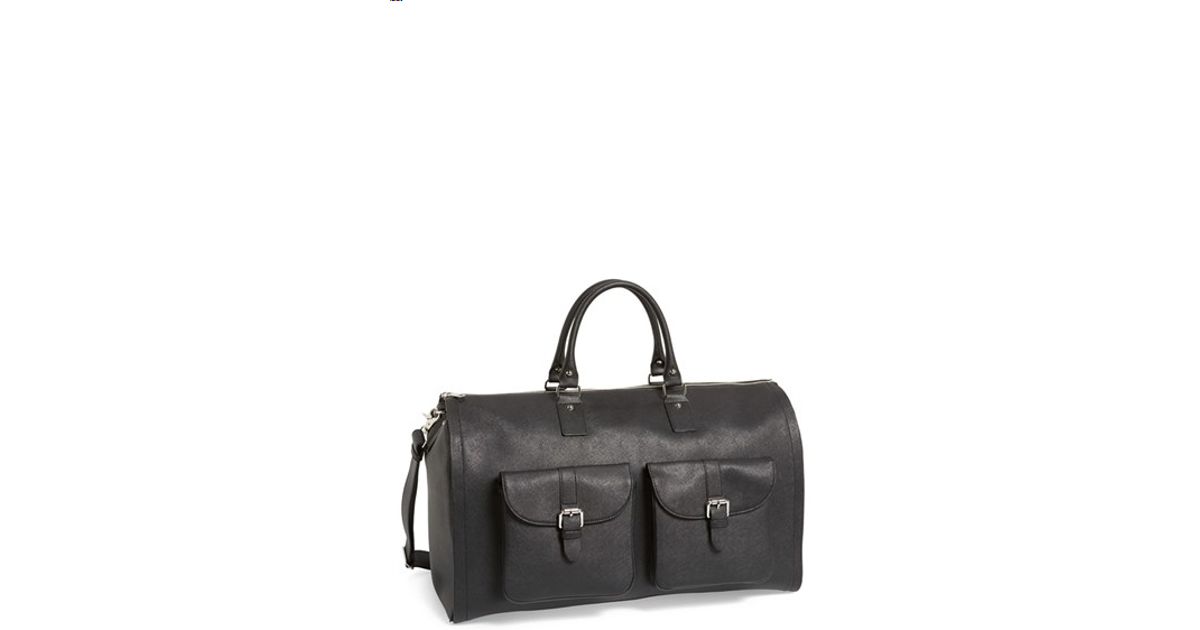 Hook + albert Saffiano Leather Garment/duffel Bag in Black for Men | Lyst