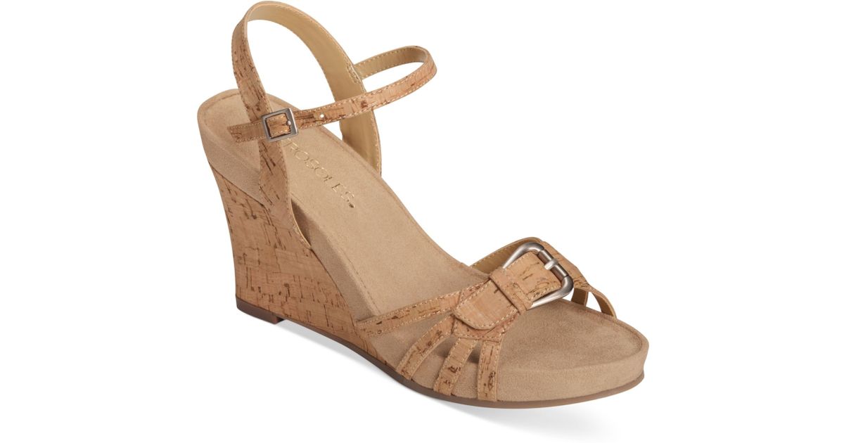 aerosoles cork wedge sandals