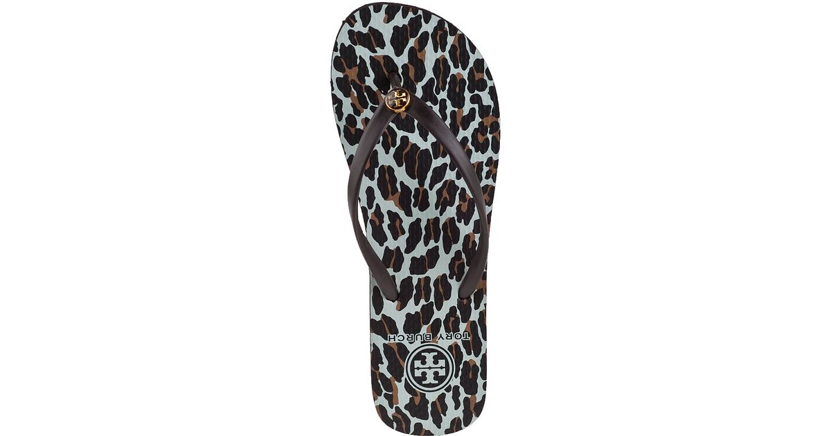 leopard tory burch flip flops