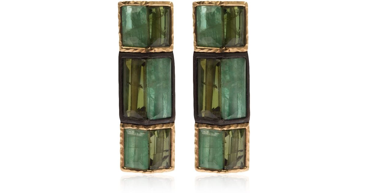Lyst Nak Armstrong Gold And Silver Emerald Green Tourmaline Lyst Nak Armstrong Gold And Silver Emerald Green Tourmaline Earrings In