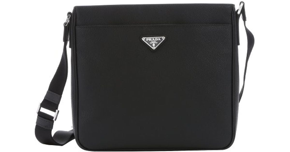 prada suede handbag - Prada Black Saffiano Leather Messenger Bag in Black for Men | Lyst